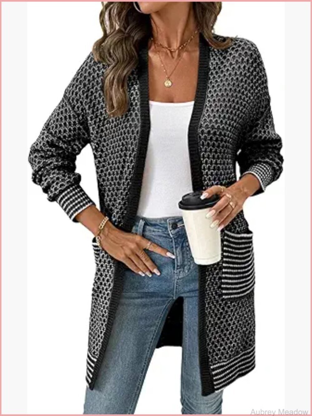 Long Sleeve Chunky Knit Open Front Cardigan Coat Fall Outfits